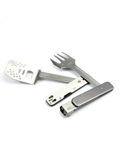 Grillwerkzeug Grill-Multi-Tool GENIUS POCKET 4in1 Grillbesteck in silber
