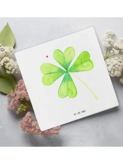 Grußkarte Blume Kleeblatt ohne Spruch in Weiß