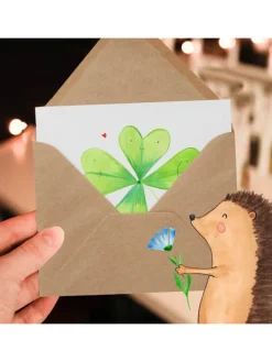 Grußkarte Blume Kleeblatt ohne Spruch in Weiß