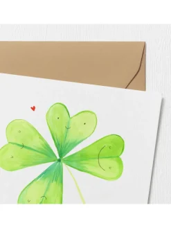 Grußkarte Blume Kleeblatt ohne Spruch in Weiß