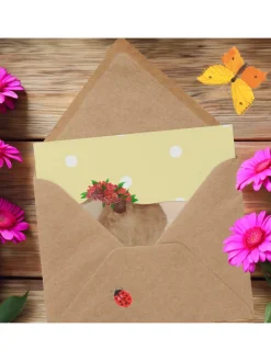 Grußkarte Meerschweinchen Weisheit ohne Spruch in Gelb Pastell