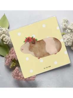 Grußkarte Meerschweinchen Weisheit ohne Spruch in Gelb Pastell