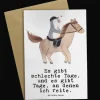Grußkarte Pferd Reiten mit Spruch in Weiß