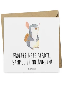 Gutschein Karte Städtereise Abenteuer mit Spruch in Weiß