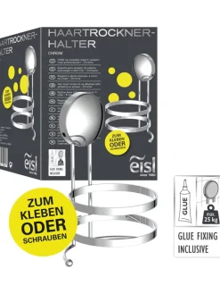 Haartrockner-Halter in Chrom - (B)11 x (H)10 x (T)15 cm