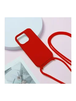 Handy Hülle Umhängehülle kompatibel mit Iphone 15 Pro Rot in Rot