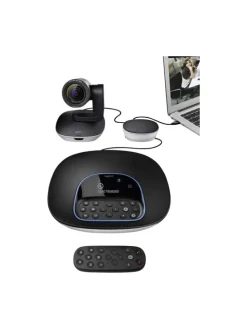 HD Webcam mit Videokonferenzsystem - Logitech GROUP Full HD-Webcam in Schwarz