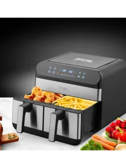 Heißluftfritteuse ''Airflow_9'' in Silber/ Schwarz - (B)44 x (H)37,2 x (T)43 cm