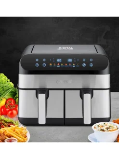 Heißluftfritteuse ''Airflow_9'' in Silber/ Schwarz - (B)44 x (H)37,2 x (T)43 cm