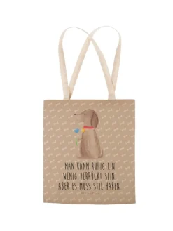 Henkeltasche Hund Blume mit Spruch in Hundeglück