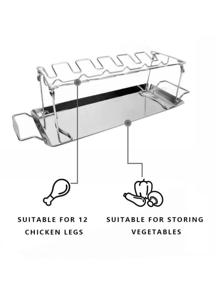 Hähnchenbeingestell mit Abtropfschale in Silber