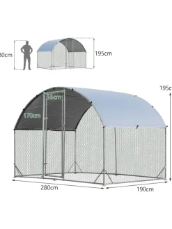 Hühnerstall 190 x 280 x 195 cm in Silber