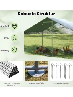 Hühnerstall Winterfest 300x170x190cm in Silber