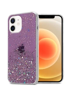 Hülle für Apple iPhone 12 MINI Glitter in Lila mit Glitter