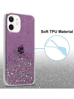 Hülle für Apple iPhone 12 MINI Glitter in Lila mit Glitter