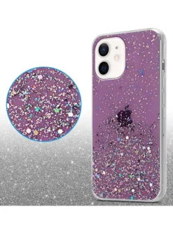 Hülle für Apple iPhone 12 MINI Glitter in Lila mit Glitter