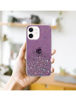 Hülle für Apple iPhone 12 MINI Glitter in Lila mit Glitter