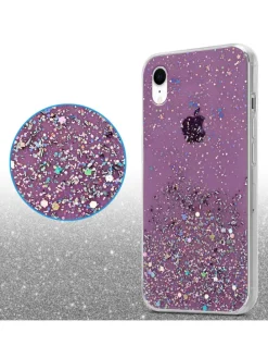 Hülle für Apple iPhone XR Glitter in Lila mit Glitter