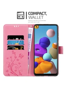Hülle für Samsung Galaxy A21s Blumen Design in FLORAL ROSA