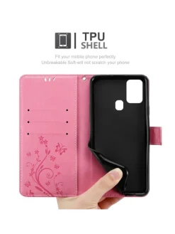 Hülle für Samsung Galaxy A21s Blumen Design in FLORAL ROSA