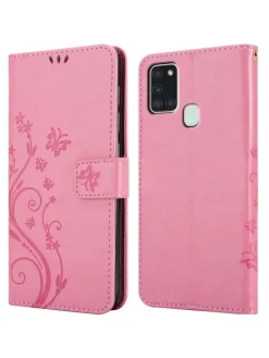 Hülle für Samsung Galaxy A21s Blumen Design in FLORAL ROSA