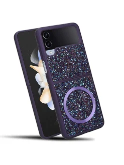 Hülle für Samsung Galaxy Z FLIP 4 Glitzer Schutzhülle in Lila
