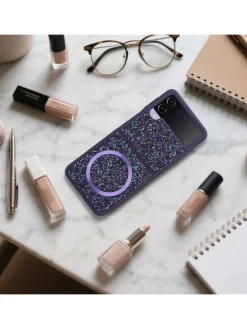 Hülle für Samsung Galaxy Z FLIP 4 Glitzer Schutzhülle in Lila