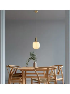 Hängeleuchte "Asker" in Weiß/ Gold - (H)118 x Ø 20 cm