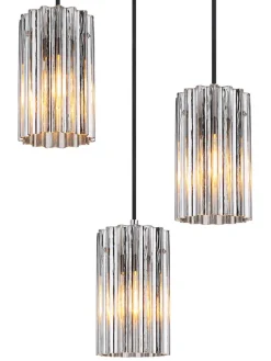 Hängeleuchte ''Cayden'' in Silber - (H)120 x Ø 38,5 cm