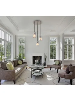 Hängeleuchte ''Cayden'' in Silber - (H)120 x Ø 38,5 cm