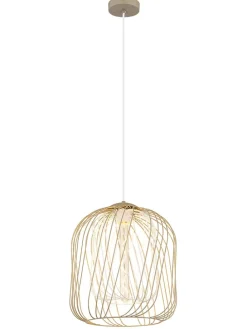 Hängeleuchte "Dichti" in Weiß/ Beige - (H)150 x Ø 35 cm