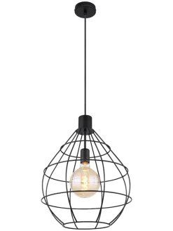 Hängeleuchte "Edwin" in Schwarz - (H)120 x Ø 37 cm