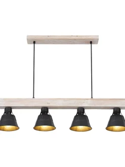 Hängeleuchte "Günter" in Hellbraun/ Schwarz - (B)14 x (H)85 cm