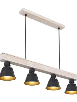 Hängeleuchte "Günter" in Hellbraun/ Schwarz - (B)14 x (H)85 cm