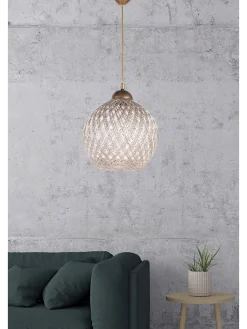 Hängeleuchte in Beige - (H)54 x Ø 22 cm