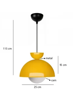 Hängeleuchte in Gelb - (H)15 x Ø 25 cm