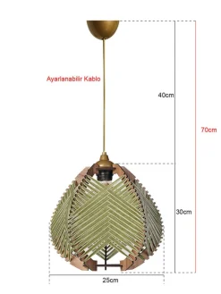 Hängeleuchte in Grün - (B)25 x (H)70 cm