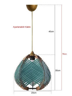 Hängeleuchte in Grün - (H)70 x Ø 25 cm