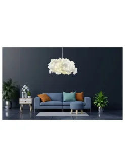 Hängeleuchte in Weiß - (H)80 x Ø 60 cm