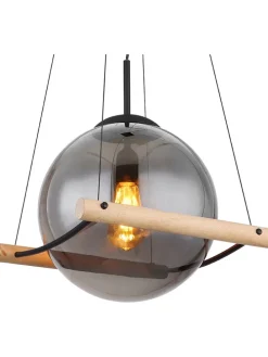Hängeleuchte "Leona" in Schwarz/ Hellbraun - (L)33,5 x (B)35 x (H)120 cm