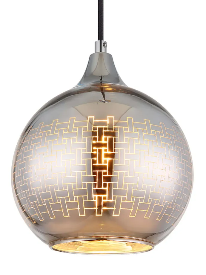 Hängeleuchte "Lourdes" in Schwarz/ Silber - (H)131 x Ø 25 cm