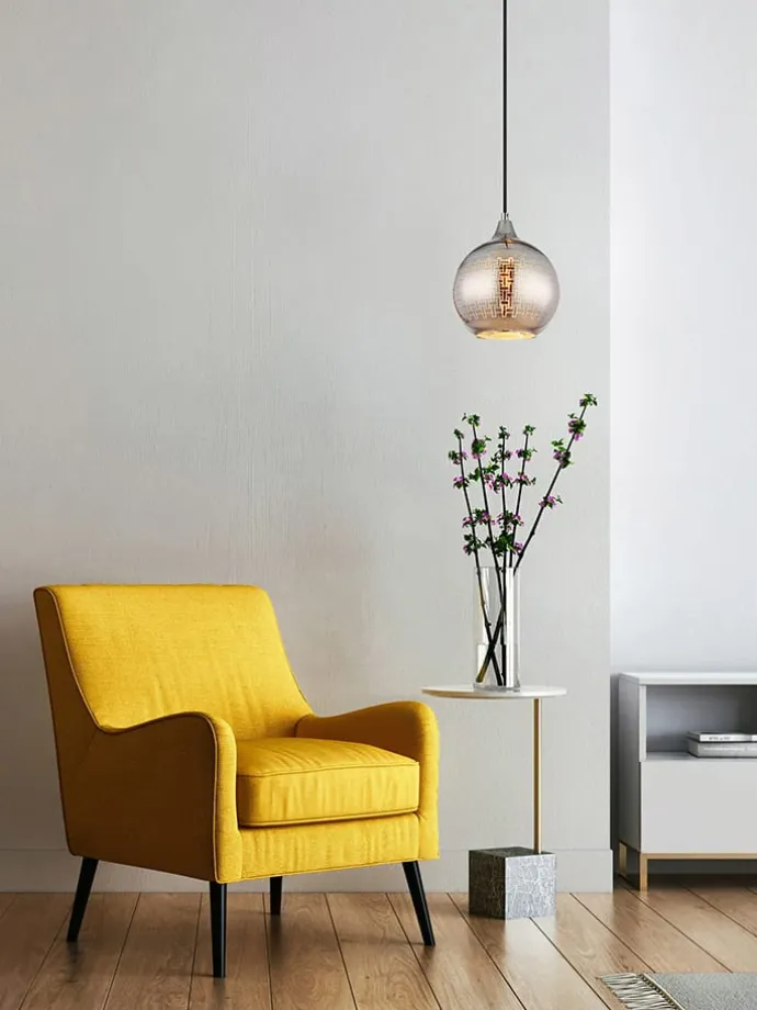 Hängeleuchte "Lourdes" in Schwarz/ Silber - (H)131 x Ø 25 cm