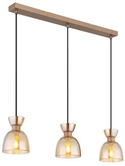 Hängeleuchte "Massey" in Hellbraun - (H)65 x (H)120 x (T)13 cm