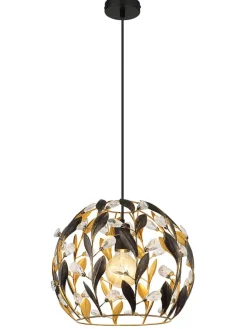 Hängeleuchte "Mika" in Gold/ Schwarz - (H)150 x Ø 40 cm