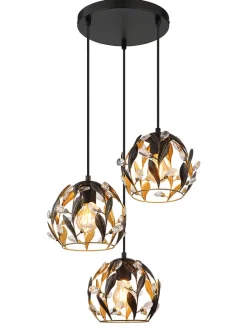 Hängeleuchte "Mika" in Gold/ Schwarz - (H)150 cm