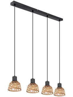 Hängeleuchte "Wenna" in Schwarz/ Hellbraun - (B)72 x (H)120 x (T)13 cm