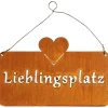 Hängeschild ''Lieblingsplatz'' in Orange - (L)16 x (B)25 cm