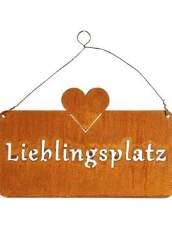 Hängeschild ''Lieblingsplatz'' in Orange - (L)16 x (B)25 cm