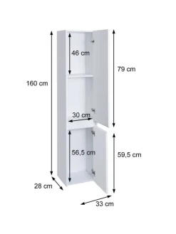 Hängeschrank L86 2 Türen 3 Fächer, Schwarz