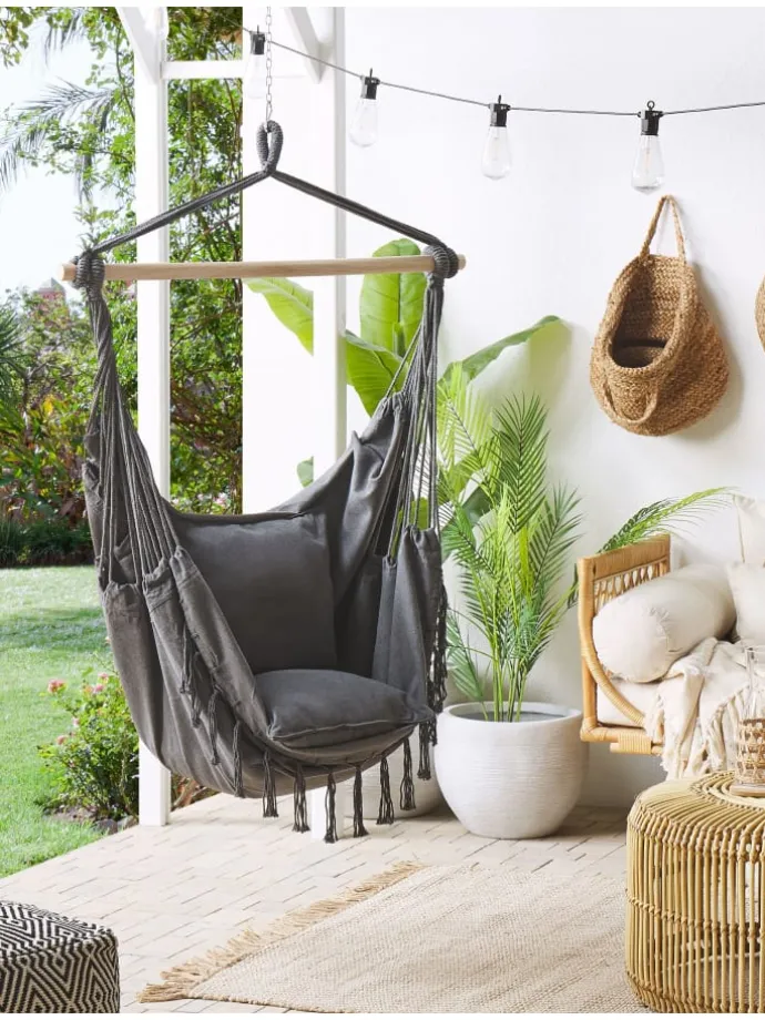 Hängesessel BONEA in Grau - (W) 95 x (H) 125 x (L) 55 cm